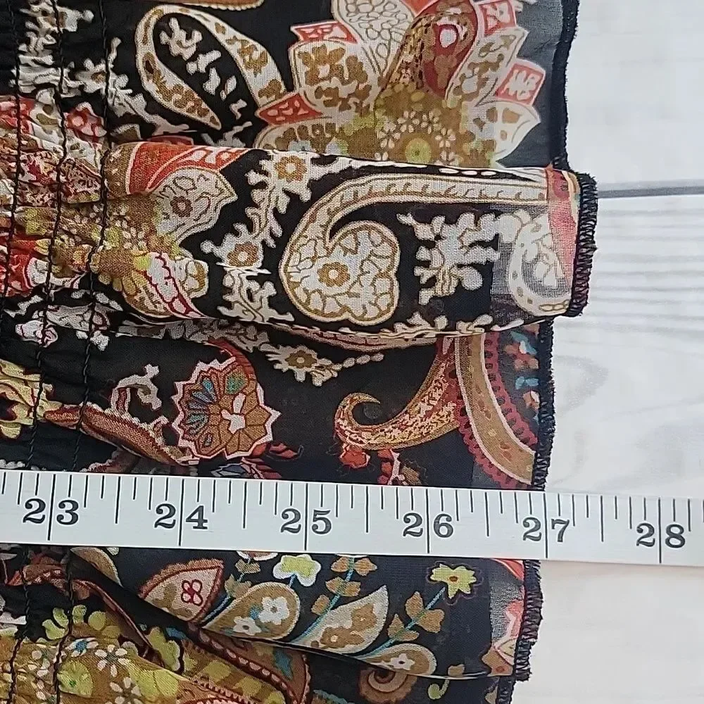 Trixxi Floral Square Top Boho Paisley Print Womens Size M
